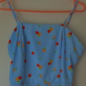 Baby Blue Strawberry Summer ZipUp Dress